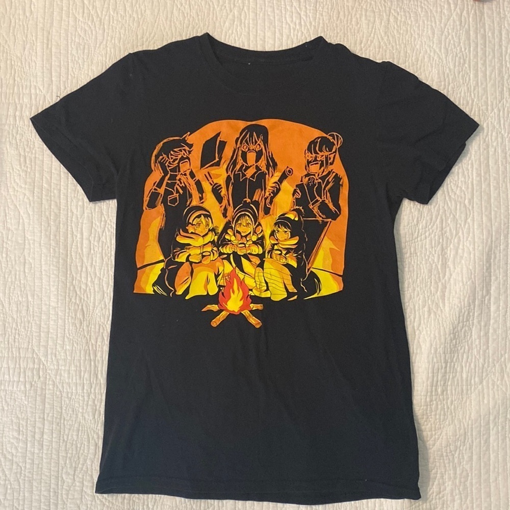 LAID-BACK CAMP SERIES Manga anime Campfire T-Shirt Adult Small 100% Cotton - Picture 1 of 6